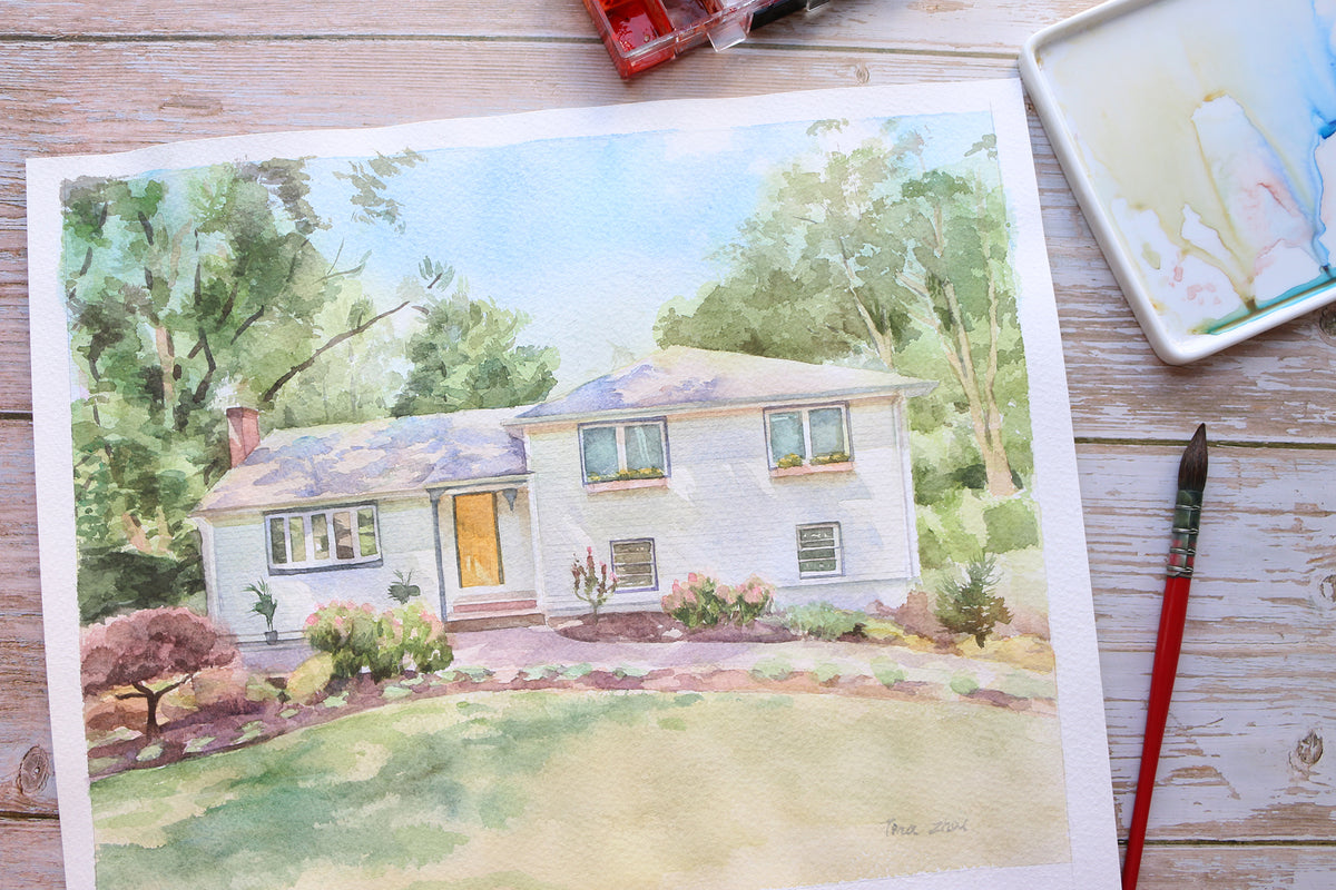 Custom Watercolor House Portrait – Hand Painted from Your Photo