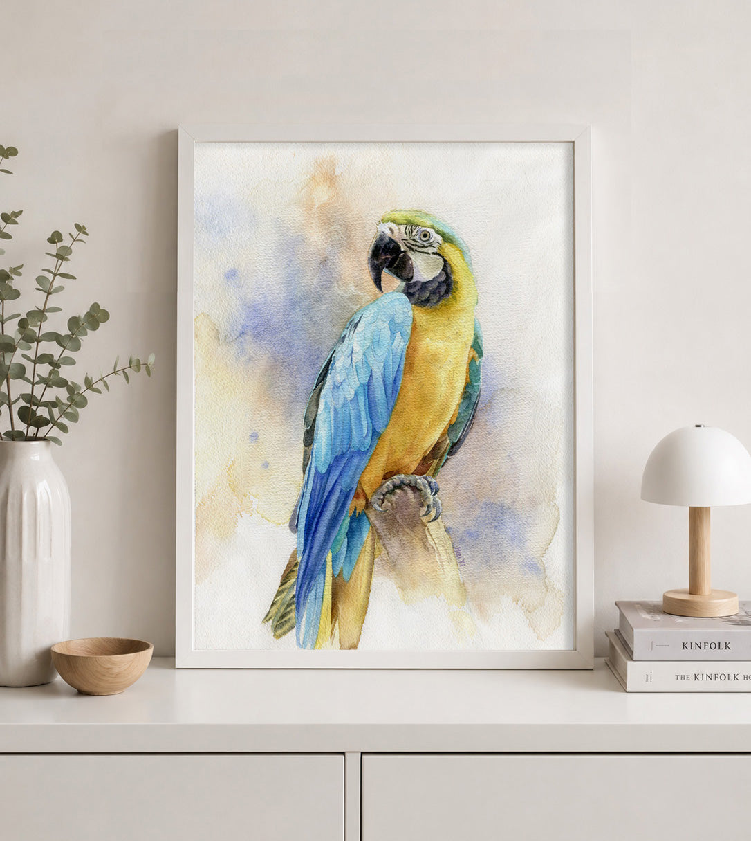 Original Macaw Watercolor Painting - Realistic Exotic Bird Wall Art, Unique Gift for Animal Lovers, 10x14"