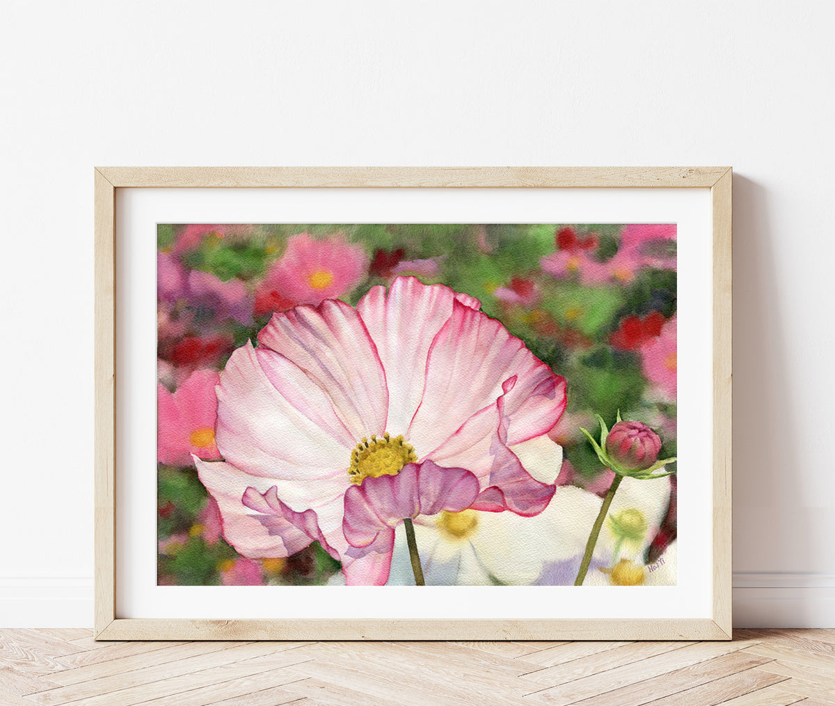 Pink Cosmos — Original Hand-Painted Watercolor Floral Artwork
