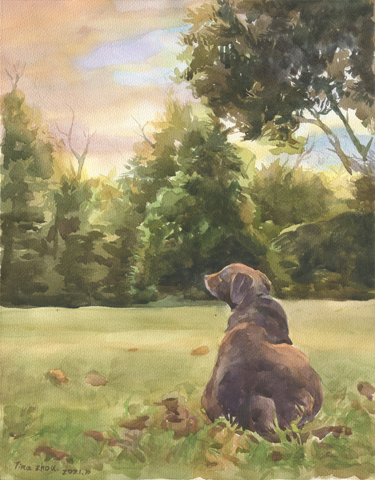 Custom Outdoor Pet & Landscape Watercolor Painting