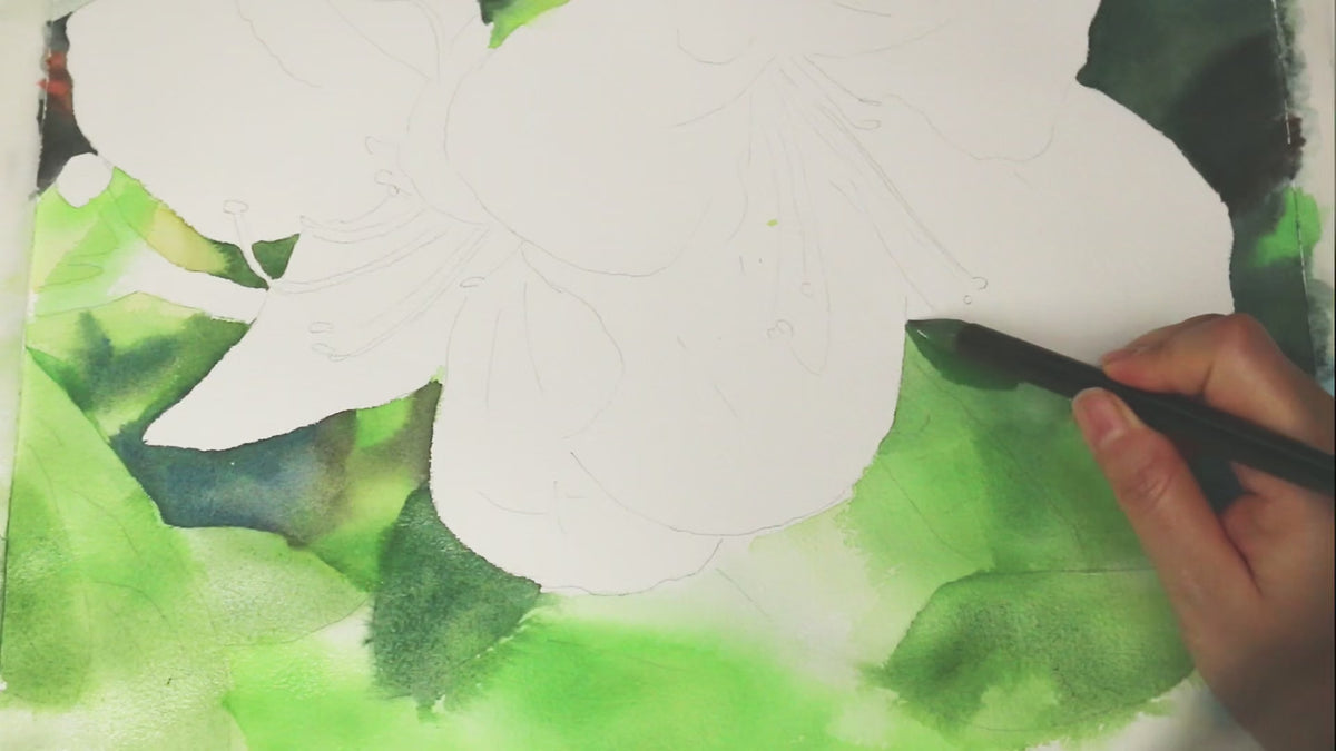 White Azaleas — Original Hand-Painted Watercolor