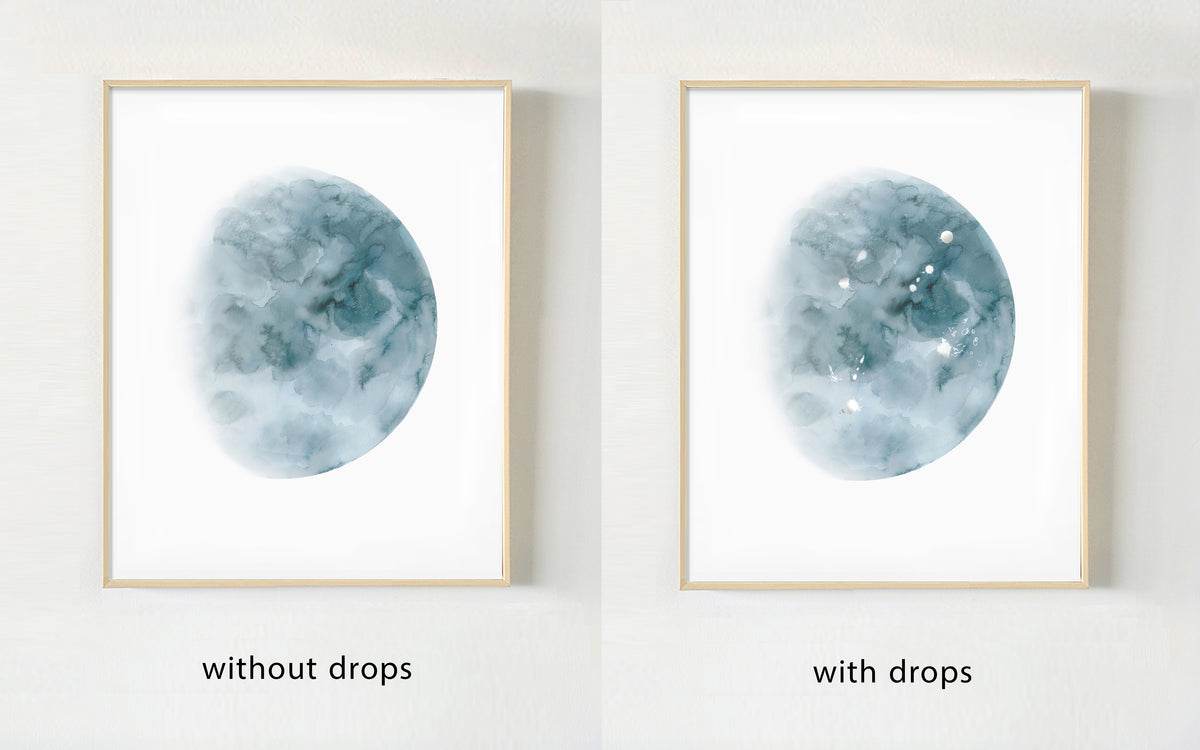 Indigo Blue Moon Phase Prints set of 5
