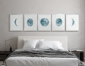 Indigo Blue Moon Phase Prints set of 5